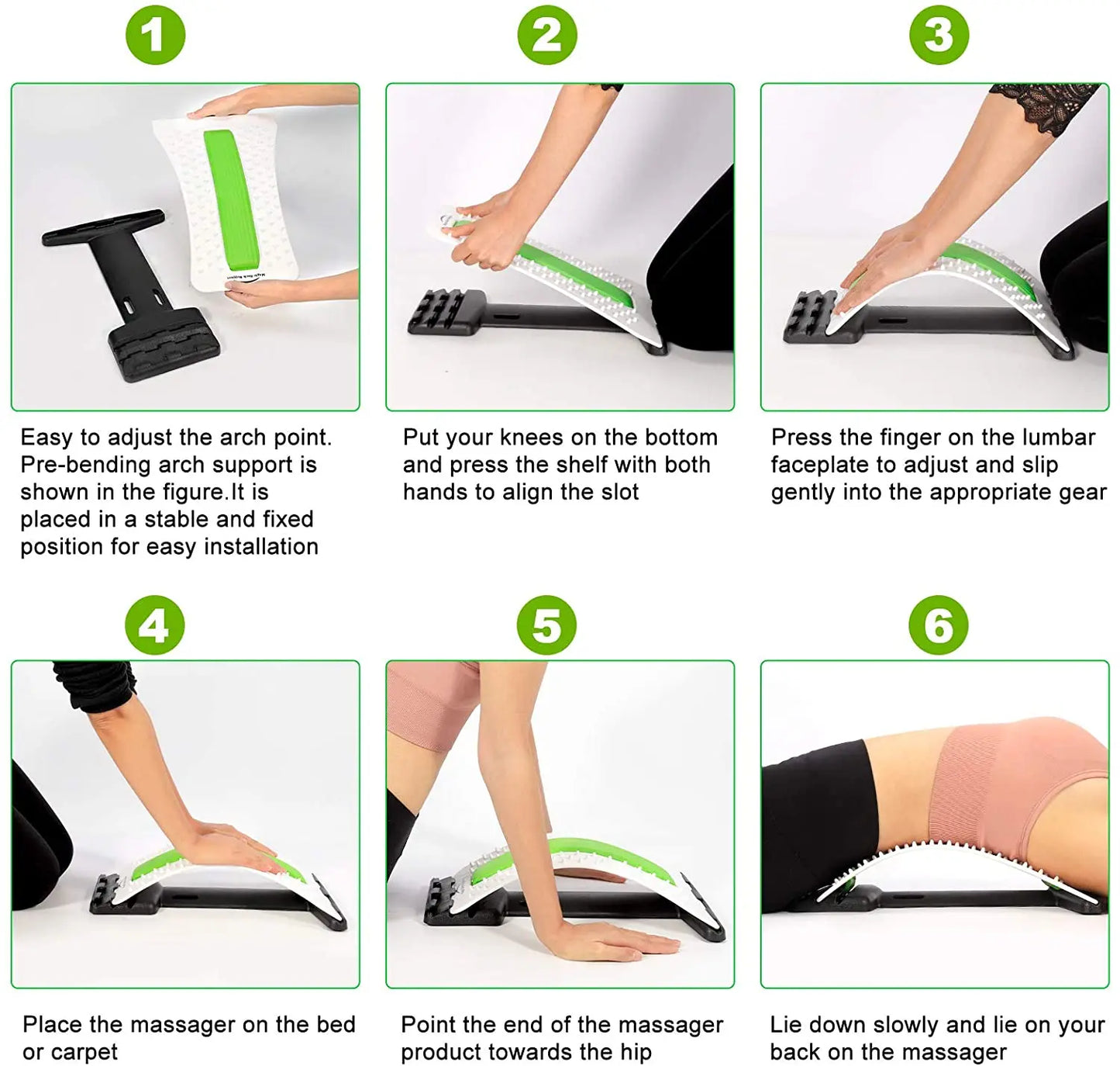 Back Massager Stretcher Lower and Upper Back Pain Relief Massage Tools Lumbar Stretching Device Posture Corrector