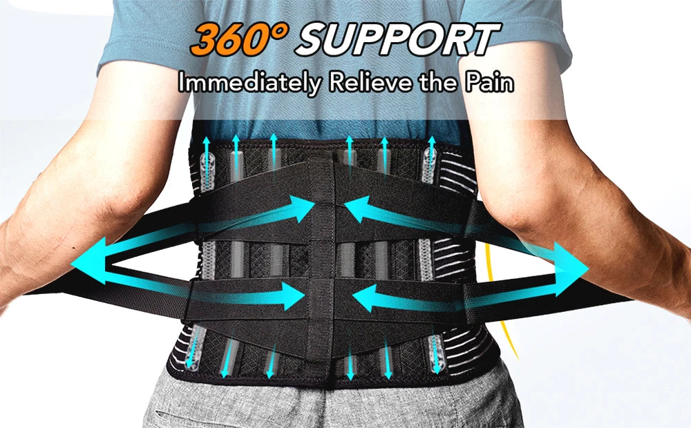 Tcare Sports Back Braces for Lower Back Pain Relief with 6 Stays,Breathable Back Support for Work, Anti-skid Lumbar Support Belt